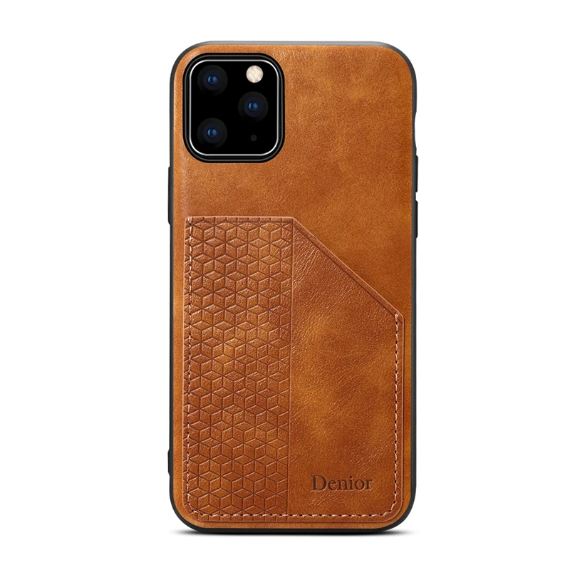 Чехол для телефона с держателем карт для Apple iPhone 11 Pro Max, роскошный кожаный чехол с силиконовой рамкой, антидетонационный бизнес