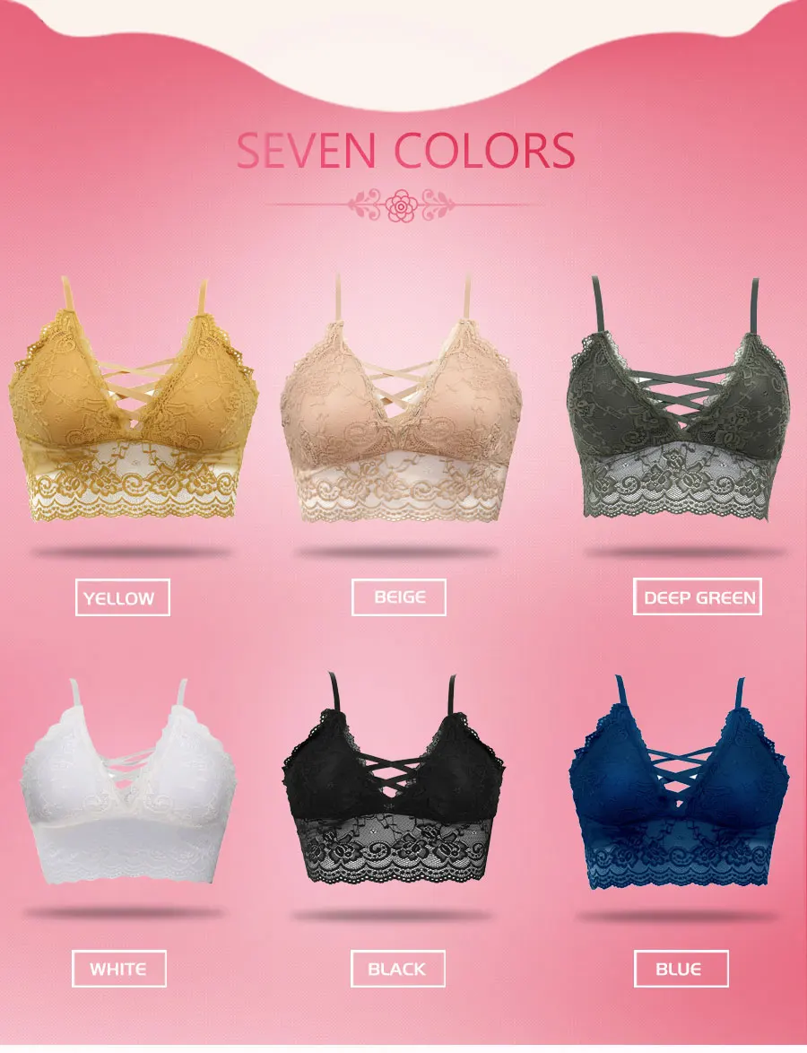 Sexy Floral Lace Bralette Female Wireless Bra Fashion Brassiere 6 Colors Racerback Underwear Comfort Lingerie Intimate New | Женская