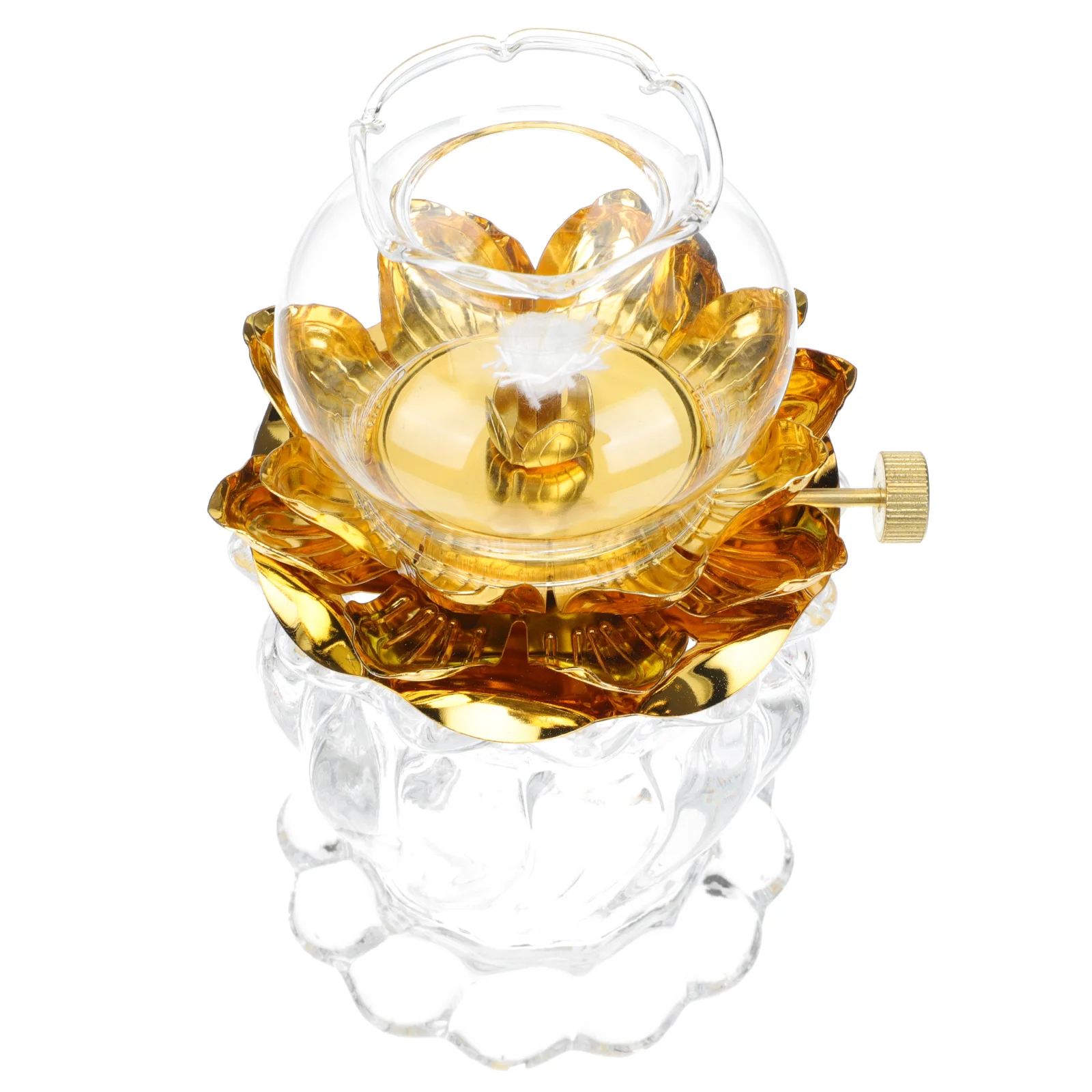 

1pc Lotus Design Lamp Crystal Butter Lamp Decorative Kerosene Lamp