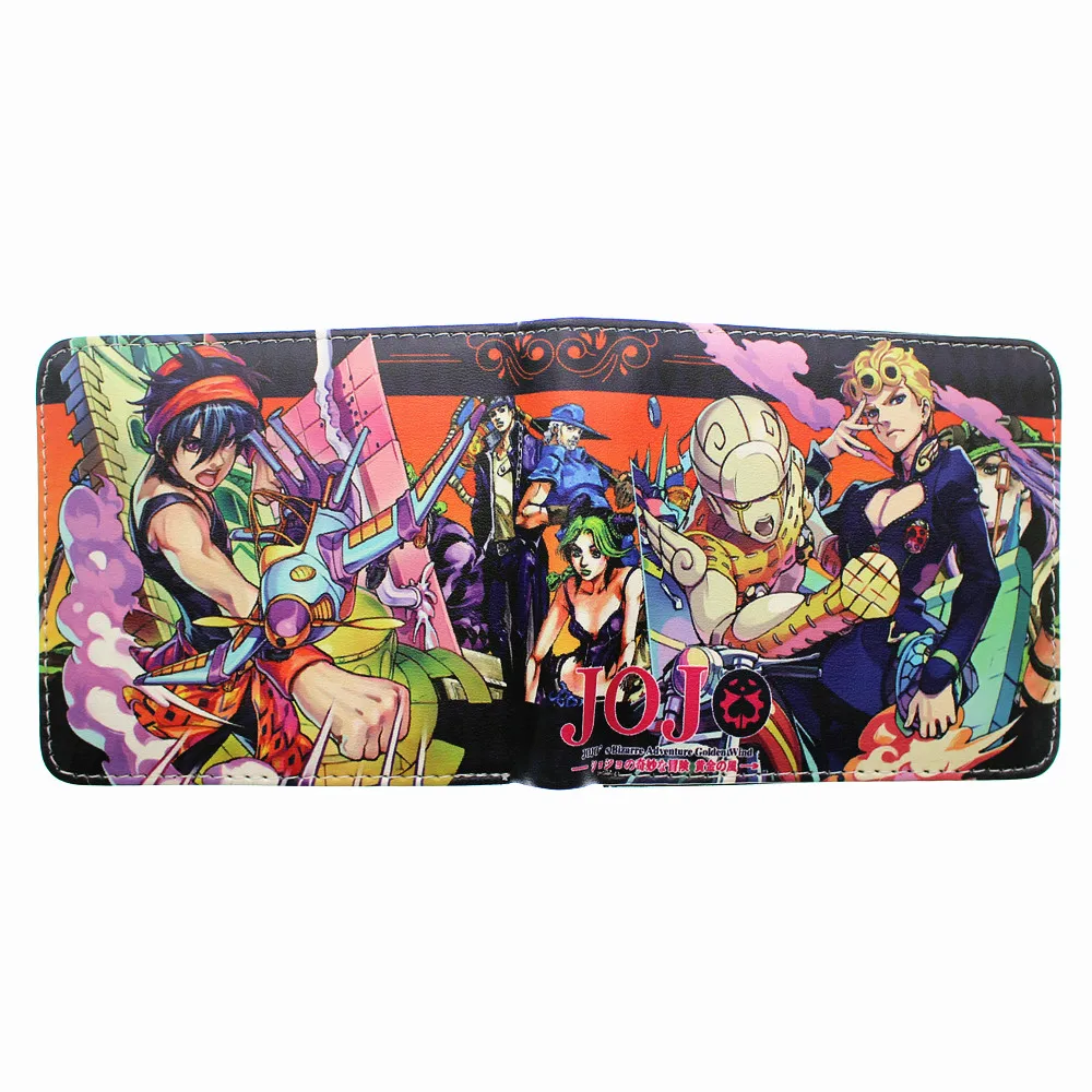 Аниме JoJo's Необычные Приключения PU короткий кошелек Двойные фото держатель для карт слоев мальчиков монета карман кожаный мультфильм печати кошелек