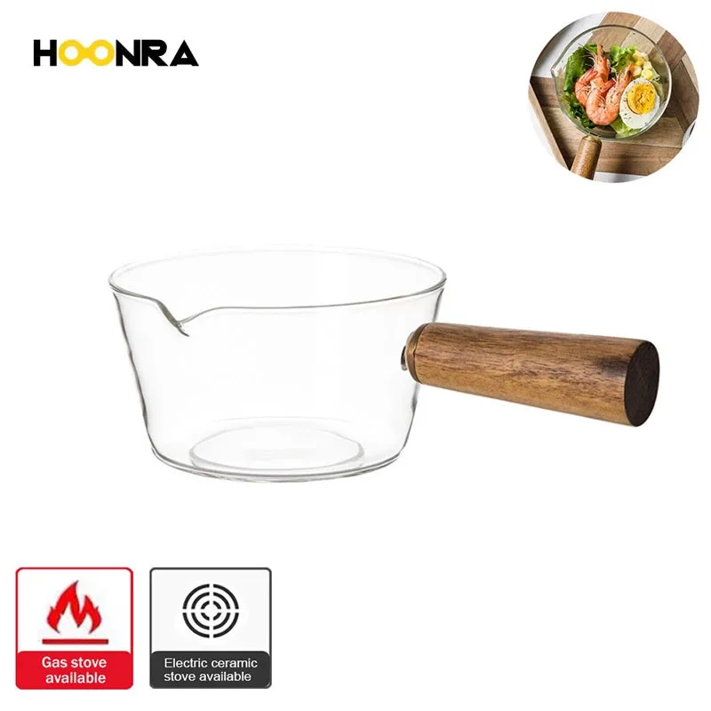 

HOONRA 600ML прозрачный кастрюля для супа с антипригарным покрытием Стекло кастрюля завтрак горшок с посуда с деревянными ручками инструмент