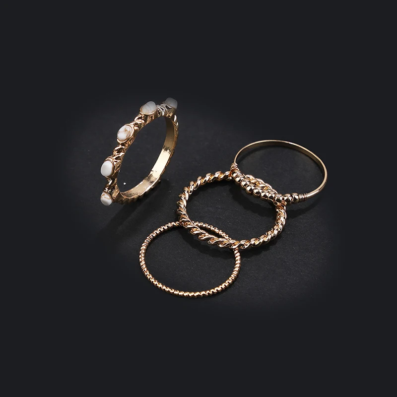 Комплект колец с резным золотом Женский Изящные Ювелирные украшения