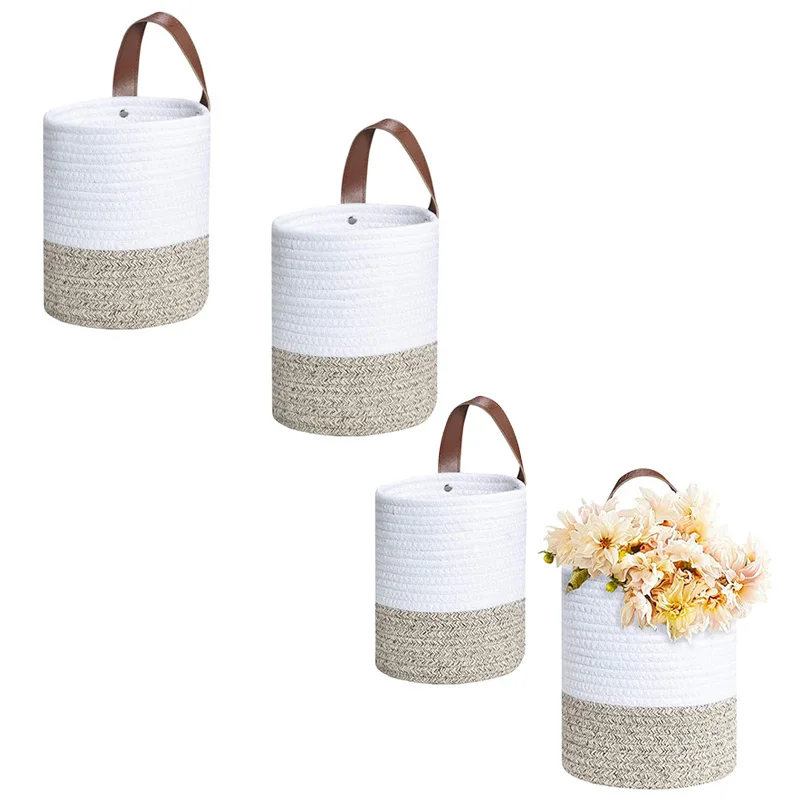 

Хлопковая веревка, плетеная подвесная корзина, подвесная корзина для хранения цветов, растений, одежды