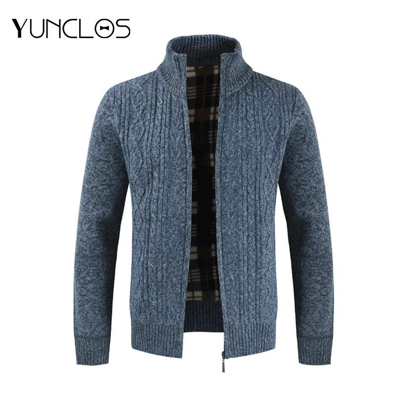 Мужской свитер с воротником стойкой Теплый Бархатный кардиган теплый зимний