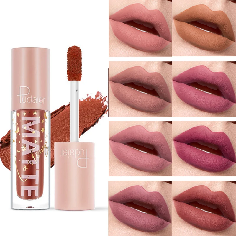 Матовый блеск для губ 12 Цветов не липкий увлажняют поддаётся выцветанию бархат