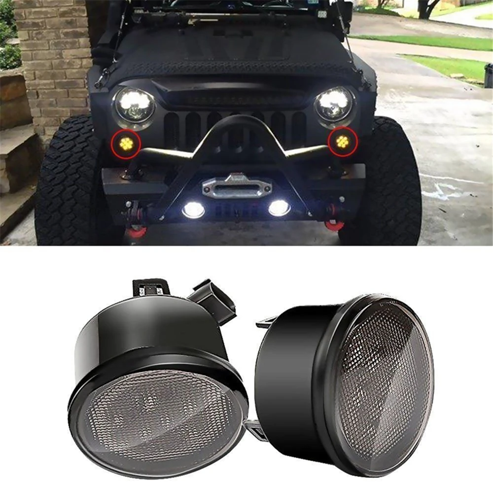 

Передние желтые светодиодный указатели поворота для Jeep Wrangler JK 2007-2017 (дымовые линзы)