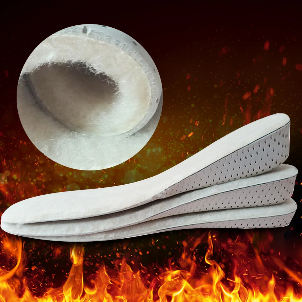 

1 Pair Invisible Adults Cushion Height Increase Artificial Wool Support Absorb Sweat Insole Keep Warm Pads Foot Care Inserts