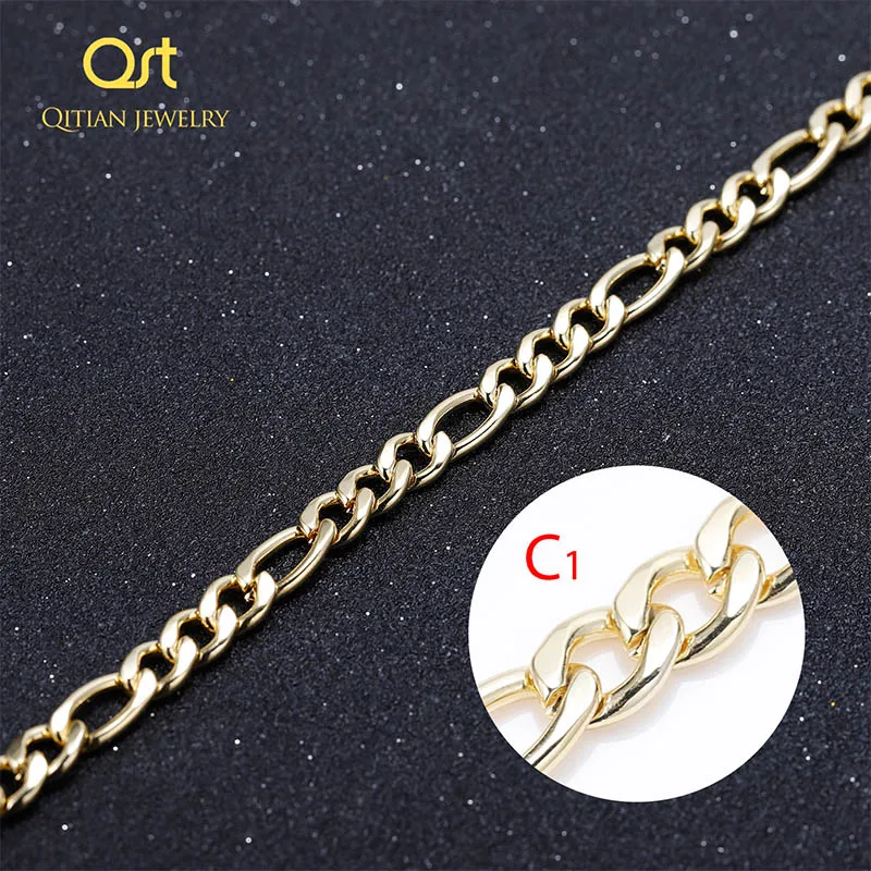 QITIAN, серебряное, золотое, сплошное ожерелье, цепочка, звено, для женщин, мужчин, колье из нержавеющей стали, мужские, Женские аксессуары, мода - Цвет: QF812-C1