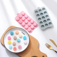 15 cells kinds flowers silicone material chocolate mold childrens food supplement tools diy candle jelly cake mold ice tray