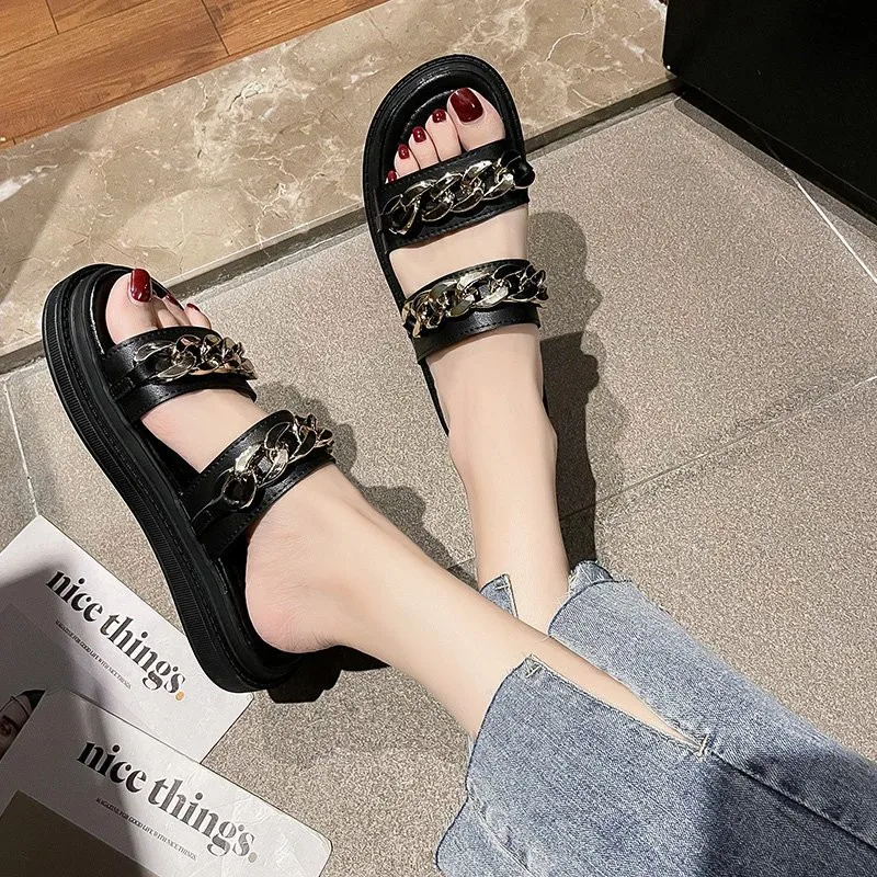 

Shoes Slippers Flat Summer Clogs Woman Pantofle Rubber Flip Flops Slides Platform Med Fashion Beach 2021 Hawaiian Luxury PU