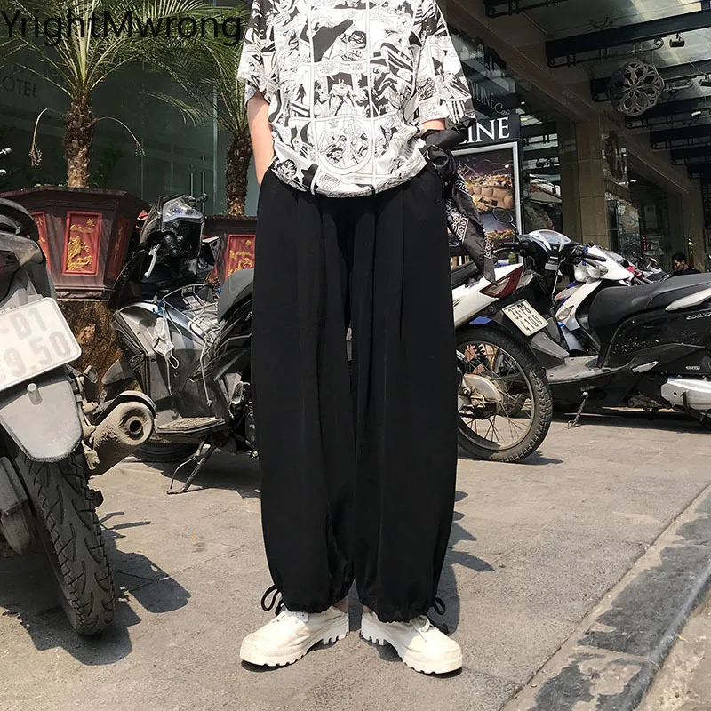 Брюки джоггеры женские с широкими штанинами однотонные мешковатые шаровары