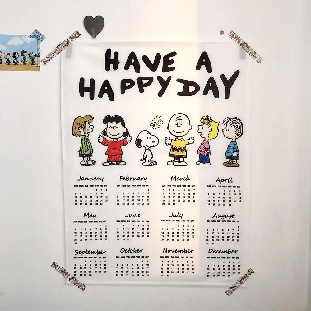 calendar A Новинка, календарь, простой стиль, Мультяшные собаки и друзья, тканевый календарь, украшение для комнаты, настенный календарь, декоративный календарь - Цвет: calendar A