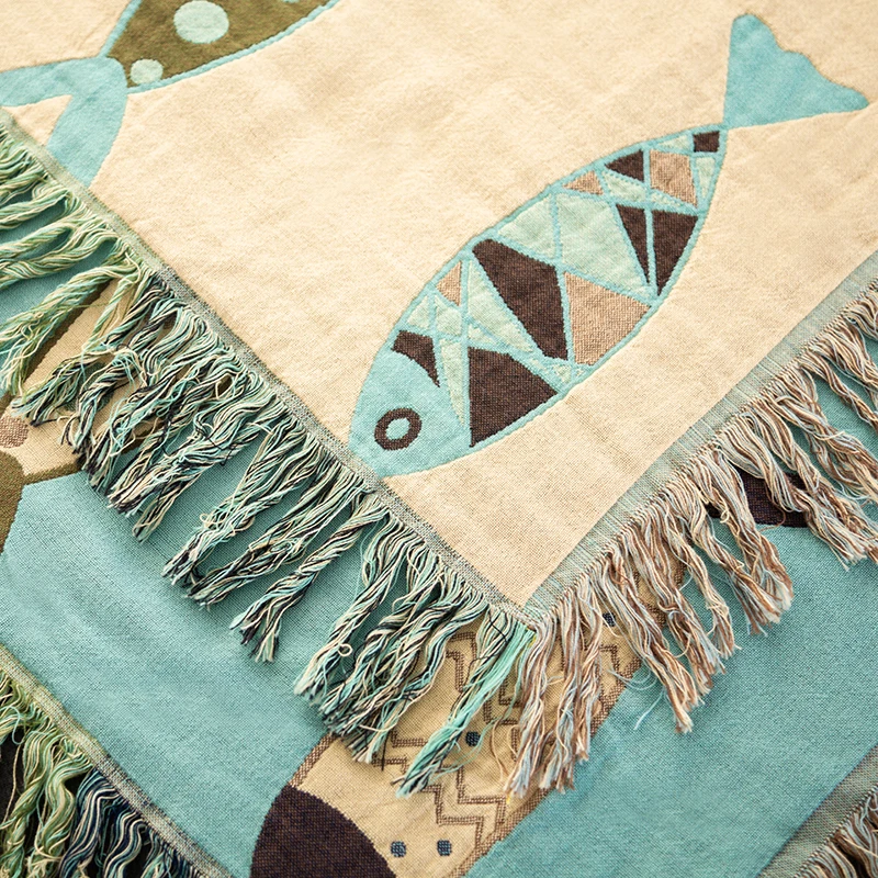 Preço Sondeson Moda 100% Algodão Flounder Borla Cobertor Folha Colcha Sofá Pele-friendly Toalha Colcha Lance Cobertor Para Sofá Cama