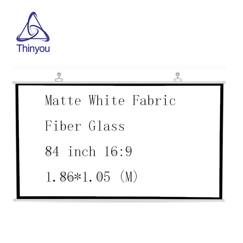 

Thinyou 84 inch 16:9 projector screen Matte White Fabric Fiber Glass Roll Up Wall Mounted for Business Meeting Home Cinema