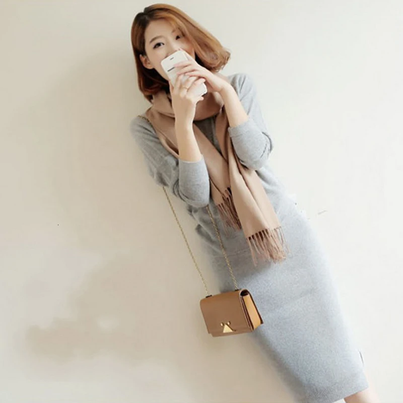 Новинка 2019 женские кашемировые свитеры и вязаные Облегающие юбки до бедра