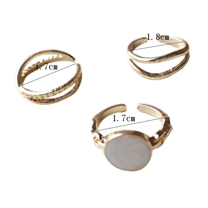 

3Pcs/Set Fashion Punk Minimalist Adjustable Round Ring Set for Women Bohemia Vintage Metal Knuckle Finger Rings Jewelry