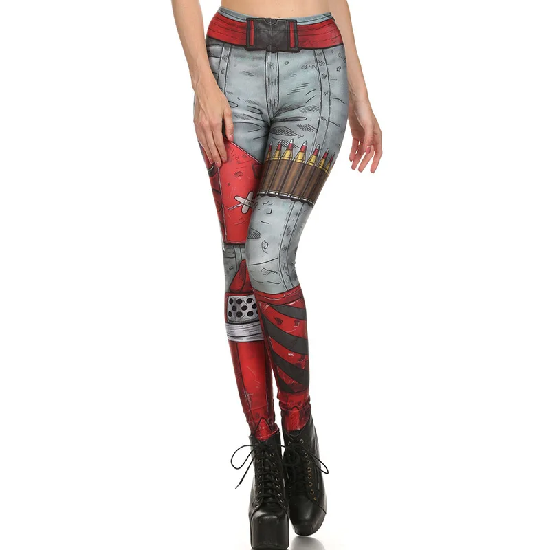 

Women Fashion JP Anime Punk Robot Digital Printed Stretch Tights Halloween Cosplay Costume Party Dress Up Vest Pants Set