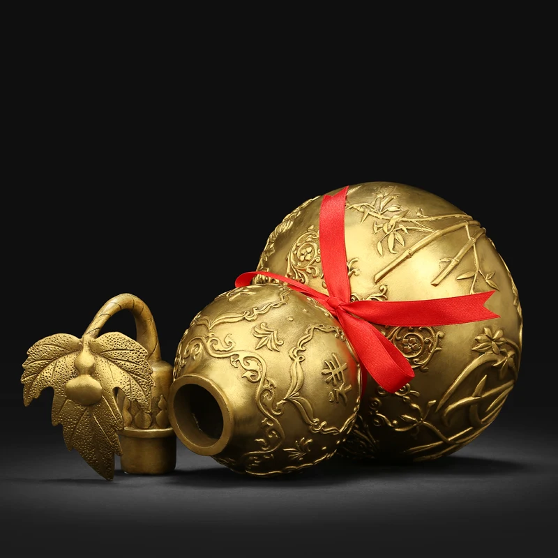 

Copper gourd decoration fortune arts and crafts extra large feng shui decoration pure copper open cover