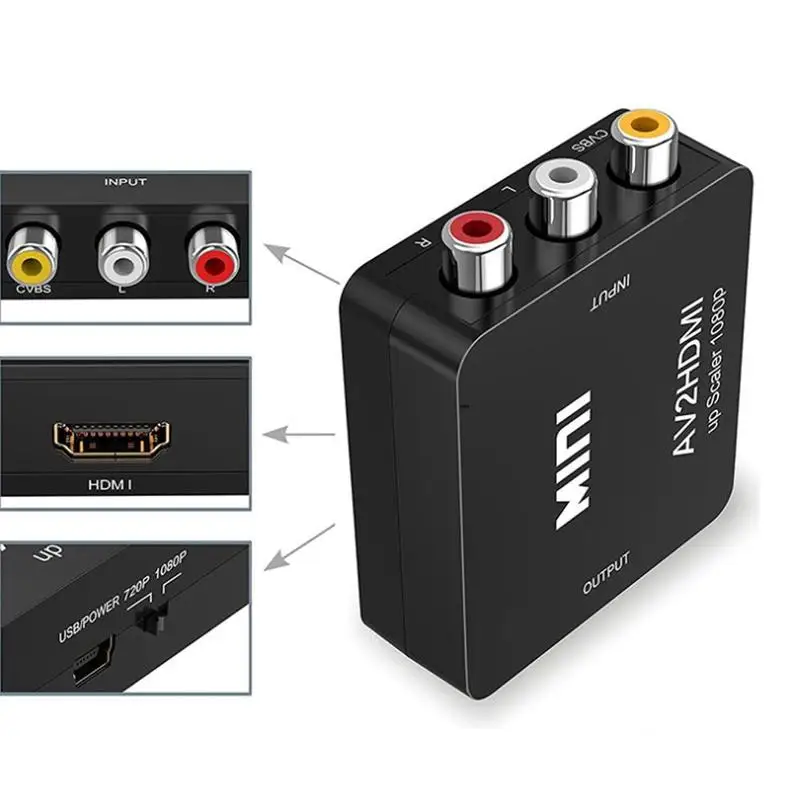 Преобразователь компонентов Hdmi в Rca Av Cvbs скалер 1080p видео адаптер для мониторного