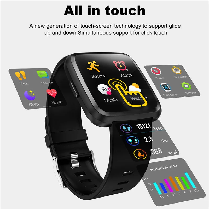 Y7P Смарт-часы 1 3 дюймов большой сенсорный экран сменный ремешок монитор здоровья