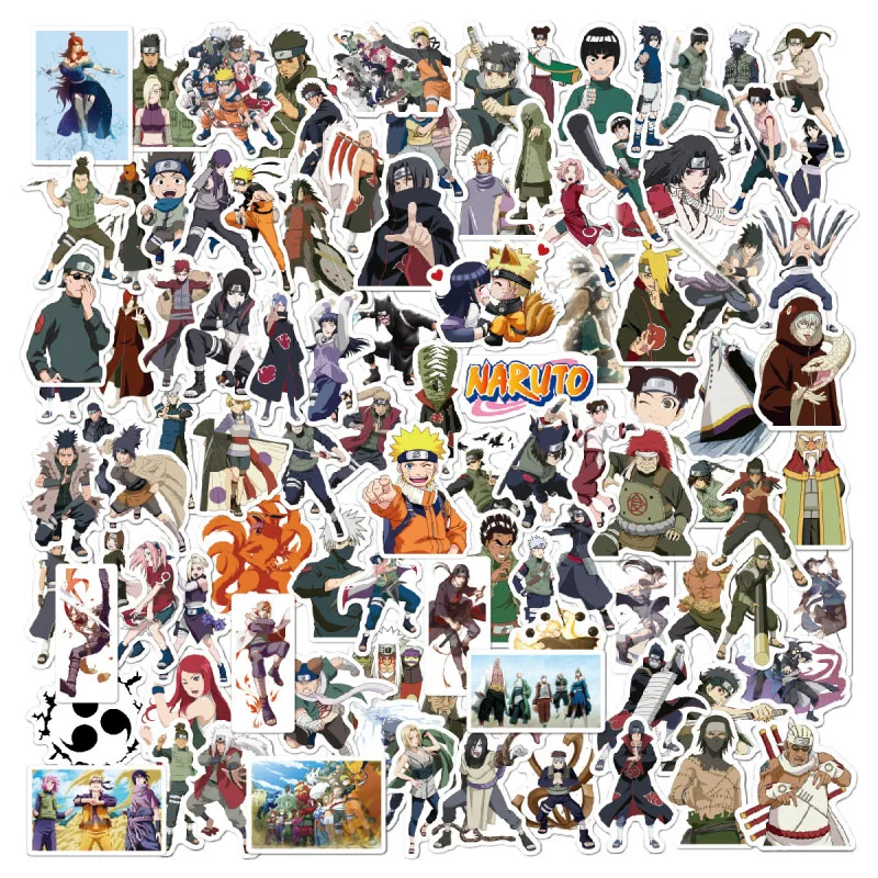 100 Uds pegatina de Naruto Uchiha Sasuke Haruno Sakura pegatinas a prueba de Anime Pack port&aacute;til monopat&iacute;n bicicleta coches equipaje juguetes de los ni&ntilde;os-1