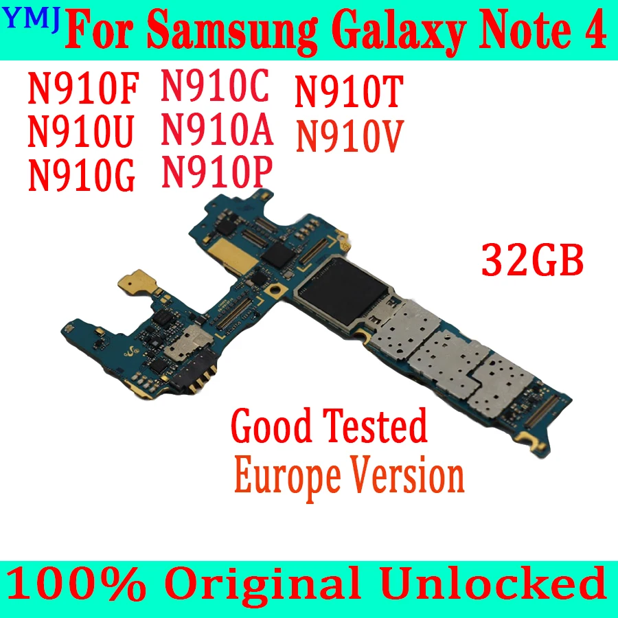 Оригинальная разблокированная материнская плата для Samsung Galaxy Note 4 N910A N910U с