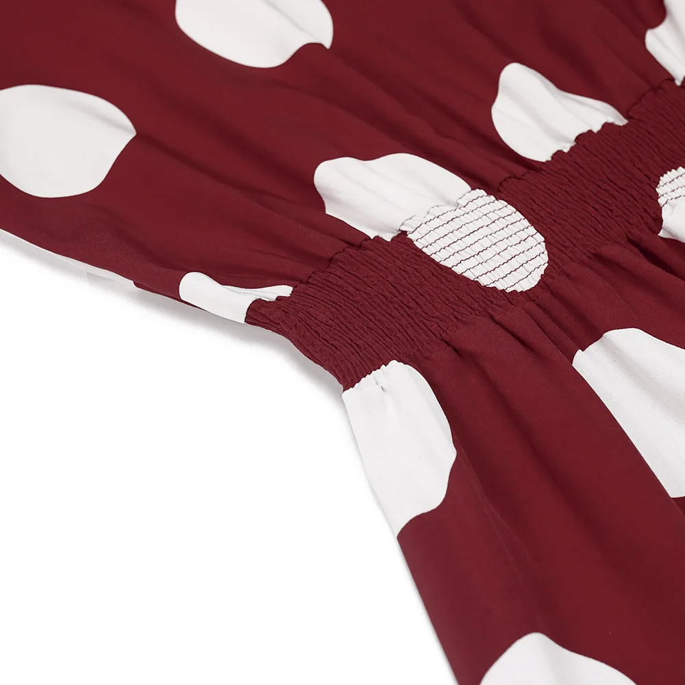 

L-3XL African Dress Large Size Women's Round Neck Long Sleeve + Elastic Waist Polka Dot Printed Fashion Quality Long Skirt 2021