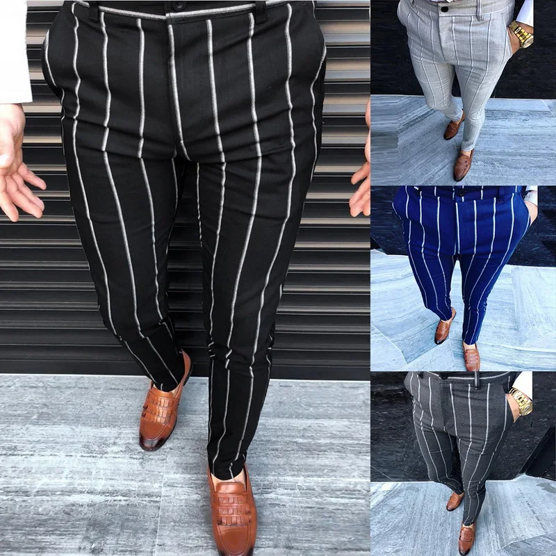 2019 мужские облегающие обтягивающие брюки для мужчин клетчатые дизайнерские