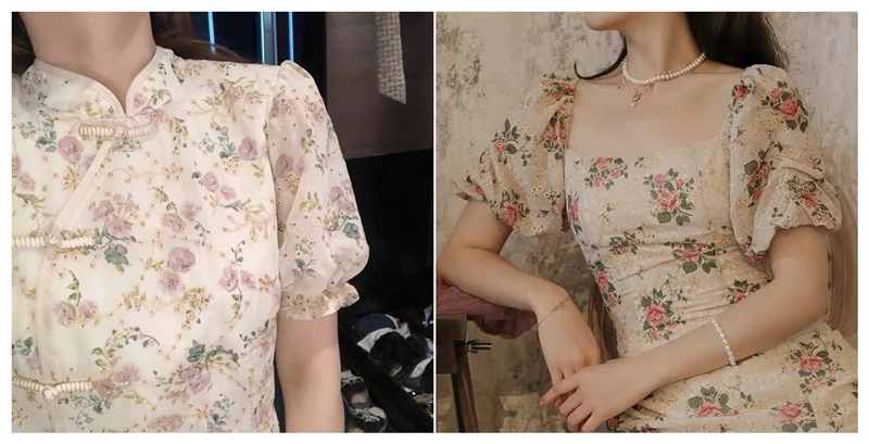 Exquisite bestickten chiffon stoff mit kleine floral bedruckte stoff nähen material für cheongsam high-end-kleidung – Detail 13