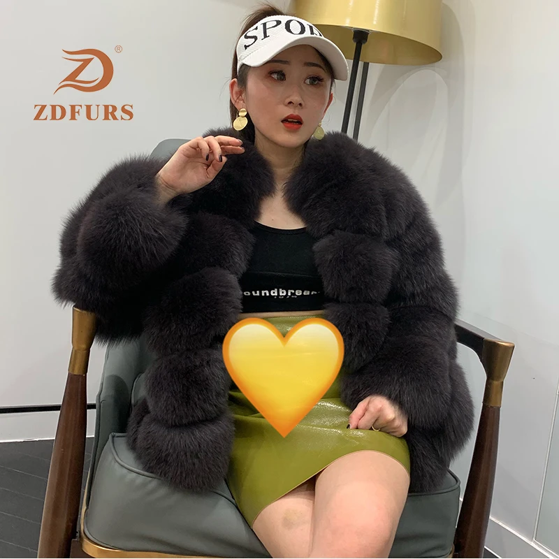 Женская кожаная куртка ZDFURS жилет из 100% натурального меха лисы пальто с