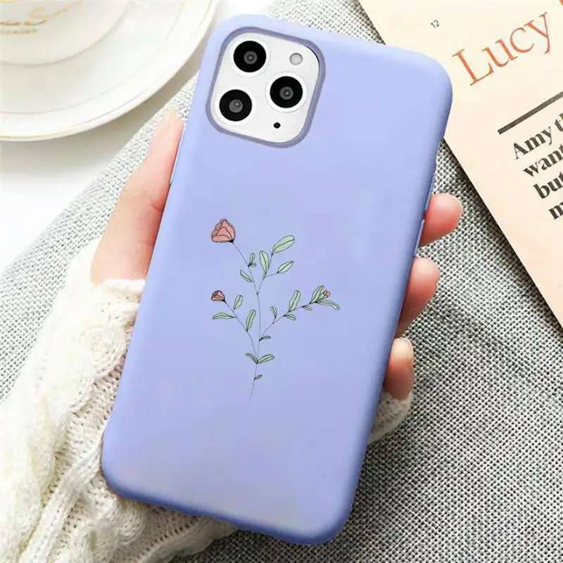 

Flower Aesthetic art Phone Case Candy Color for iPhone 11 12 mini pro XS MAX 8 7 6 6S Plus X SE 2020 XR