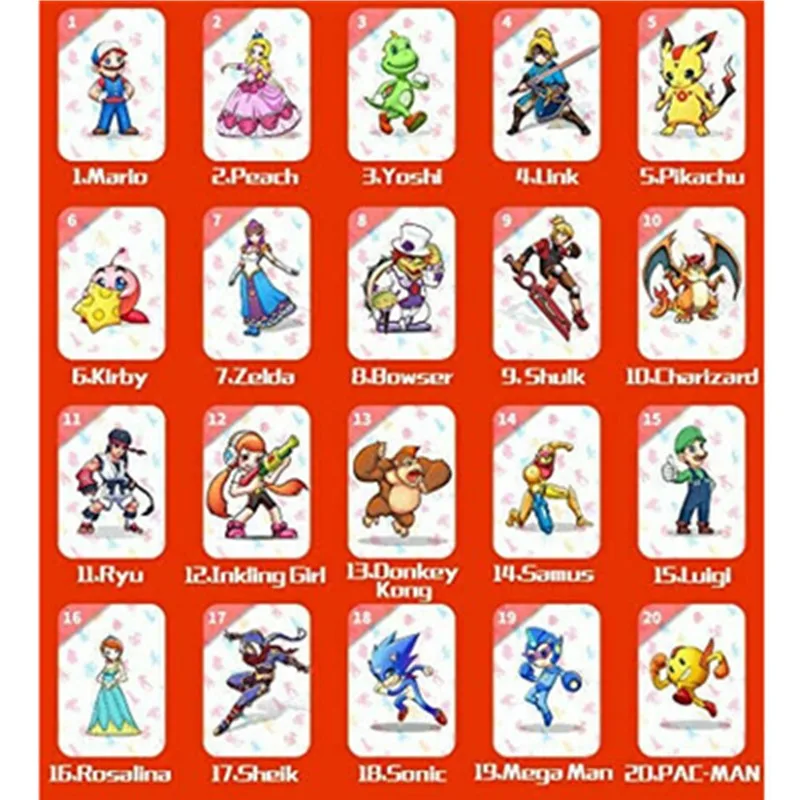 NFC метка игровая карта для Amiibo Super ударов Bros Ultimate Switch 20 шт. Ntag215 NS Wiiu быстрая