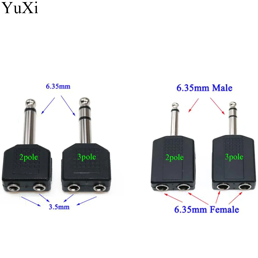 

YuXi Single Male to Female 6.35mm Dual Mono Headphone Microphone Y Splitter Converter 1/4" Stereo Audio Jack Plug Adapter