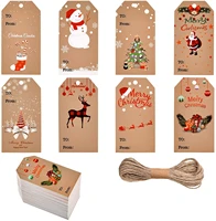 50 100pcs nice merry christmas kraft paper tags cards for gift label diy christmas package wrapping small business supplies
