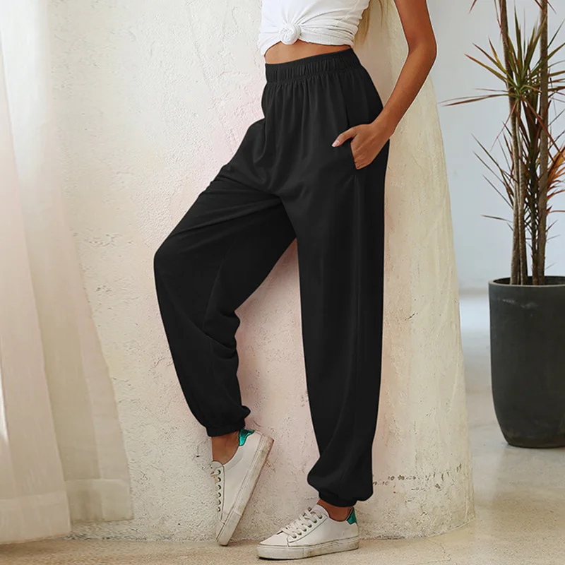 Брюки женские осенние однотонные с эластичным поясом 2021 | Женская одежда