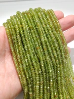 natural stone faceted green olivine beads small section loose spacer for jewelry making diy necklace bracelet 15 2x3mm 3x4mm