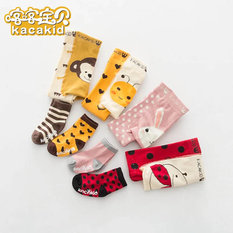 2 шт./компл. детские осенние штаны из ПП носки длинные Мультяшные леггинсы