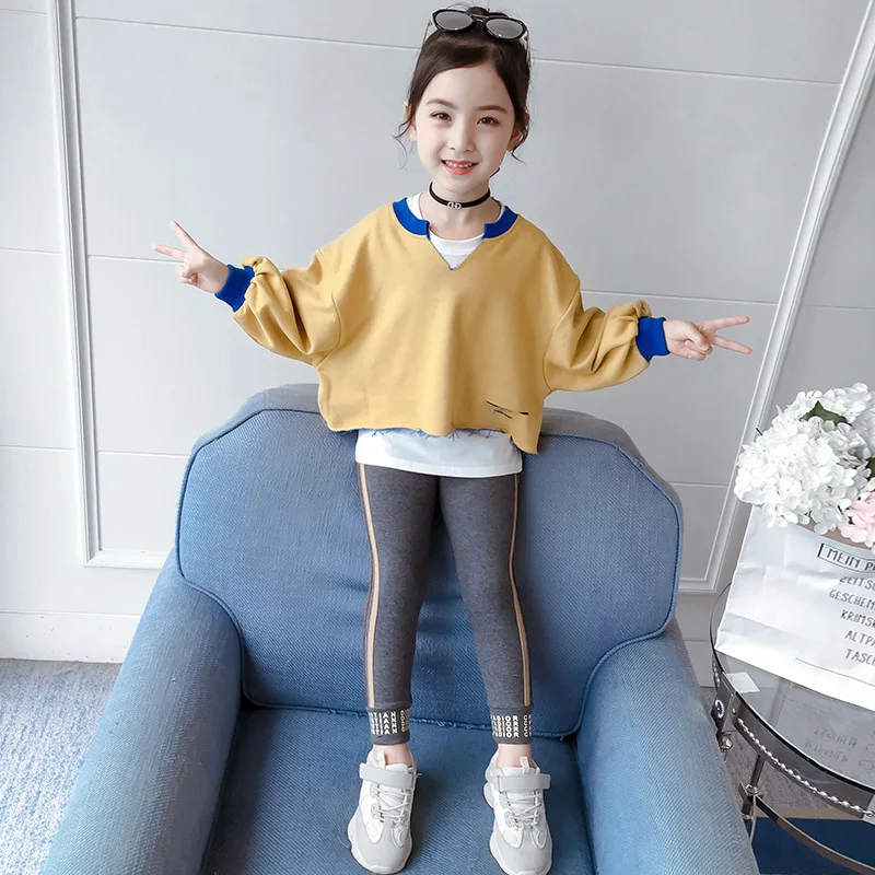 Костюм для девочек осень 2019 детская одежда в западном стиле осенняя модный