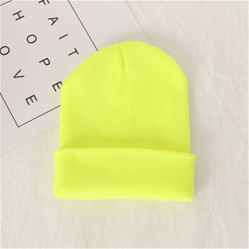 Light Yellow Зимние шапки бини, вязаная одноцветная Милая шапка для девочек, осенняя Женская шапочка, теплая шапка, Женская однотонная Повседневная шапка унисекс, новинка - Цвет: Light Yellow