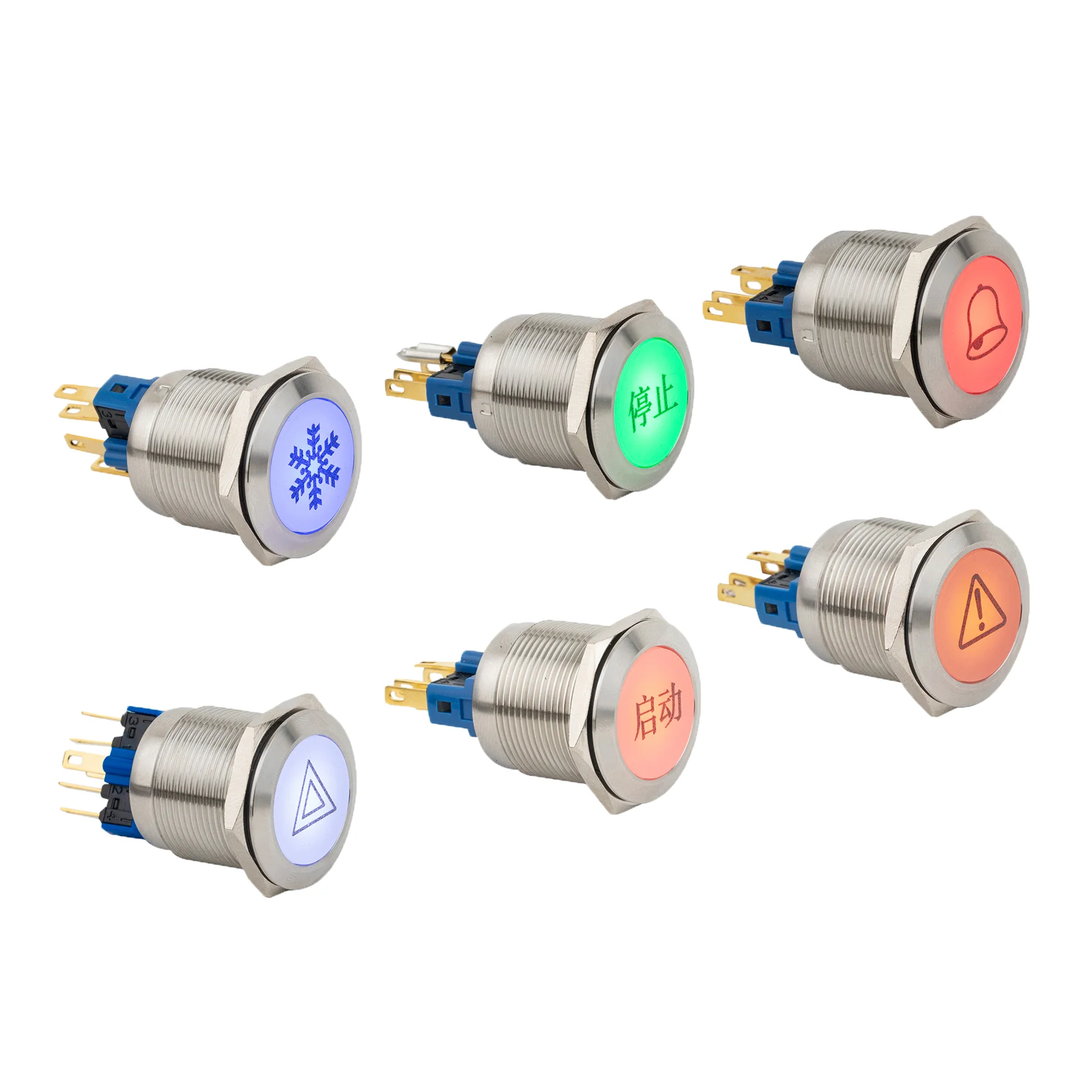 

ELEWIND 22mm Stainless steel illuminated push button switch with symbol(PM221F-11/with symbol)