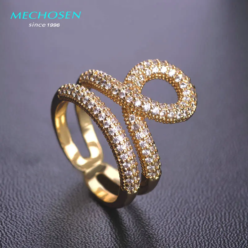 Женские двухслойные кольца MECHOSEN с цирконием Joias Ouro в виде сердца медные