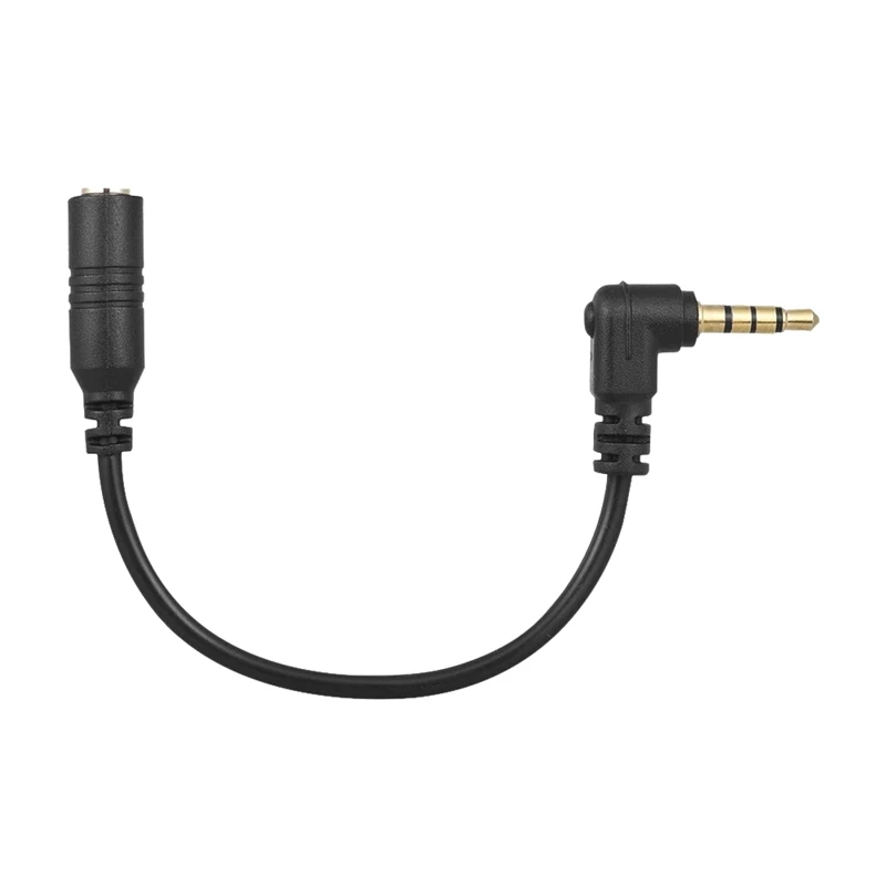 

RISE-3.5mm 3 Pole TRS Female to 4 Pole TRRS Male 90 Degree Right Angled Microphone Adapter Cable o Stereo Mic Converter