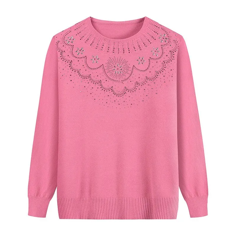 Модный женский свитер Стразы вязаные джемперы с длинным рукавом осенне-зимние