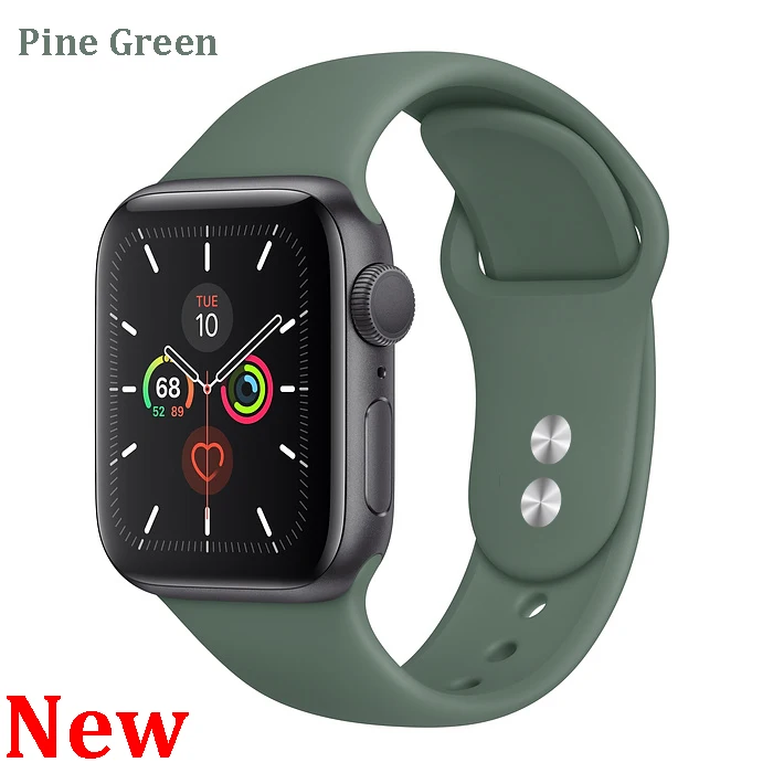 Pine Green Спортивный ремешок для Apple Watch ремешок 44 мм 40 4 3 iwatch ремешок 42 мм 38 мм силиконовый pulseira ремешок для часов Браслет Apple watch 5 ремешок 44 мм - Цвет ремешка: Pine Green
