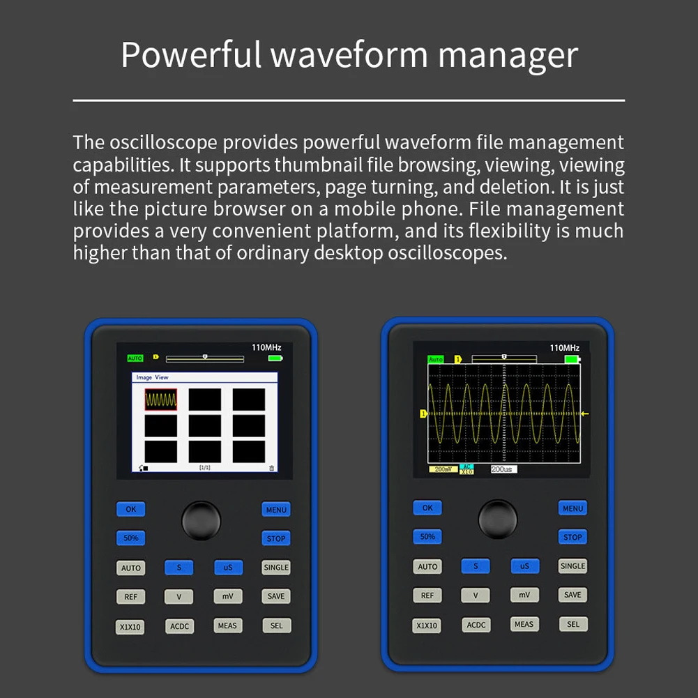 

DSO1C15 Digital Oscilloscope Professional 500MS/s Sampling Rate 110MHz Analog Bandwidth 2.4Inch Support Waveform Storage