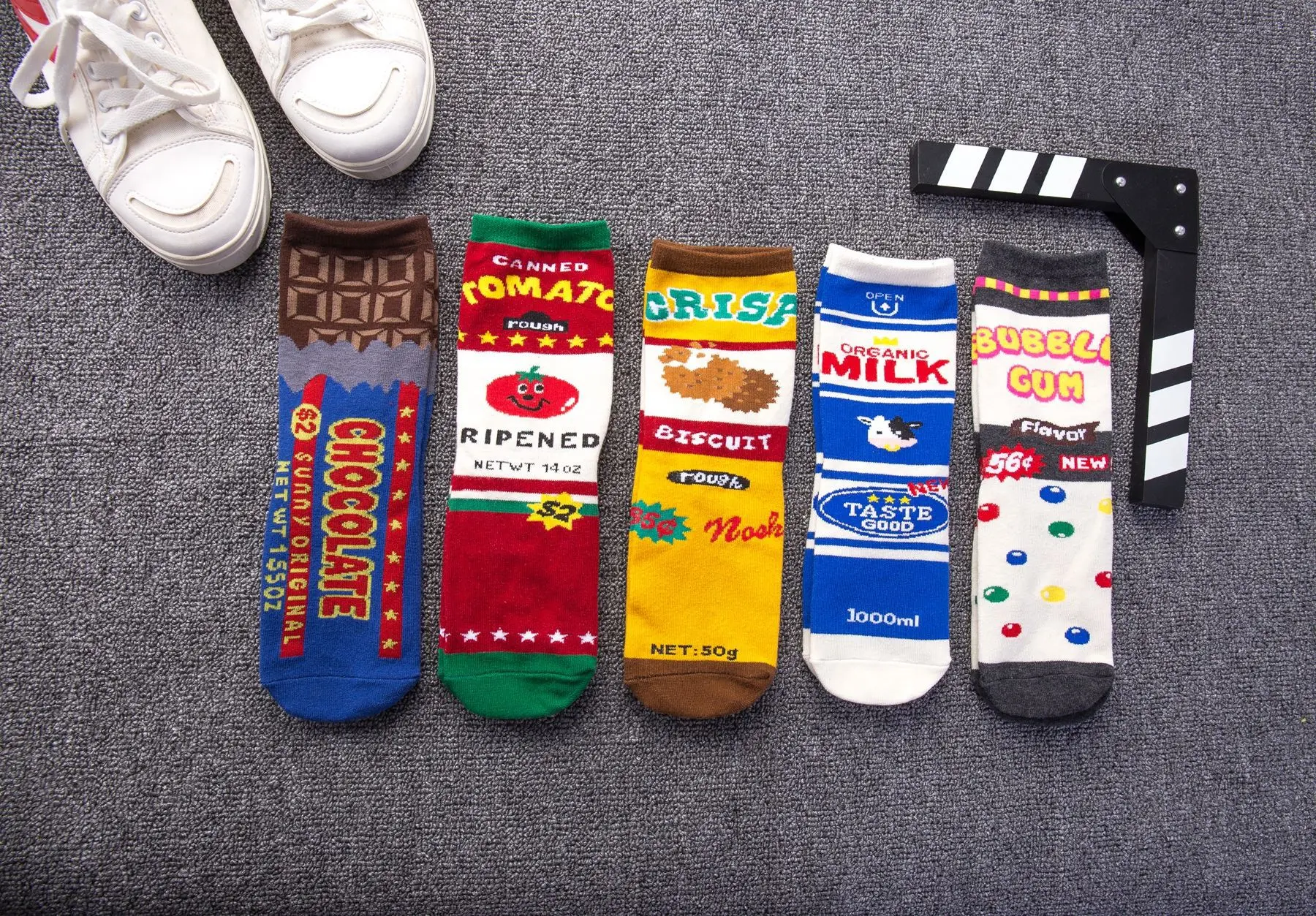 Men and women food fruit print pattern socks avocado McDonald's cookies funny personality fashion print ladies socks lovers
