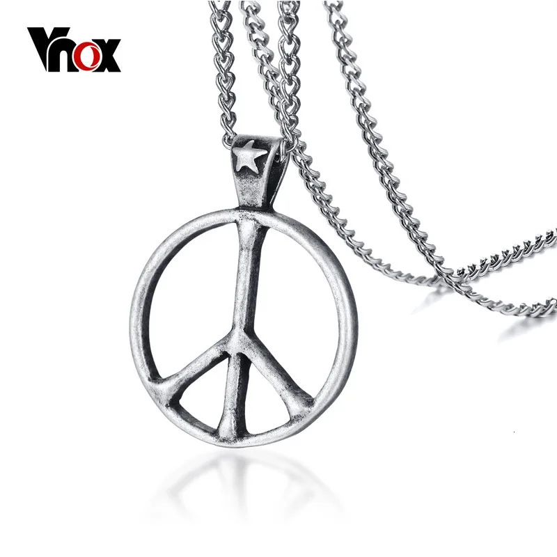 Vnox винтажное ожерелье с символом мира для мужчин ретро цвет нержавеющая сталь