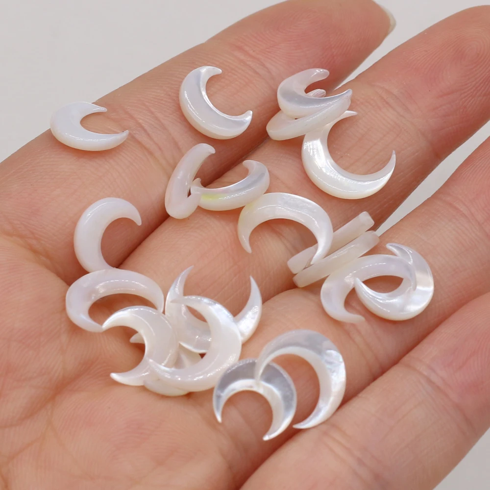

4pcs Natural Freshwater Moon Shape White Shell Beads for DIY Women Jewelry Making Bracelet Necklace Gift Size 12x12mm 10x10mm