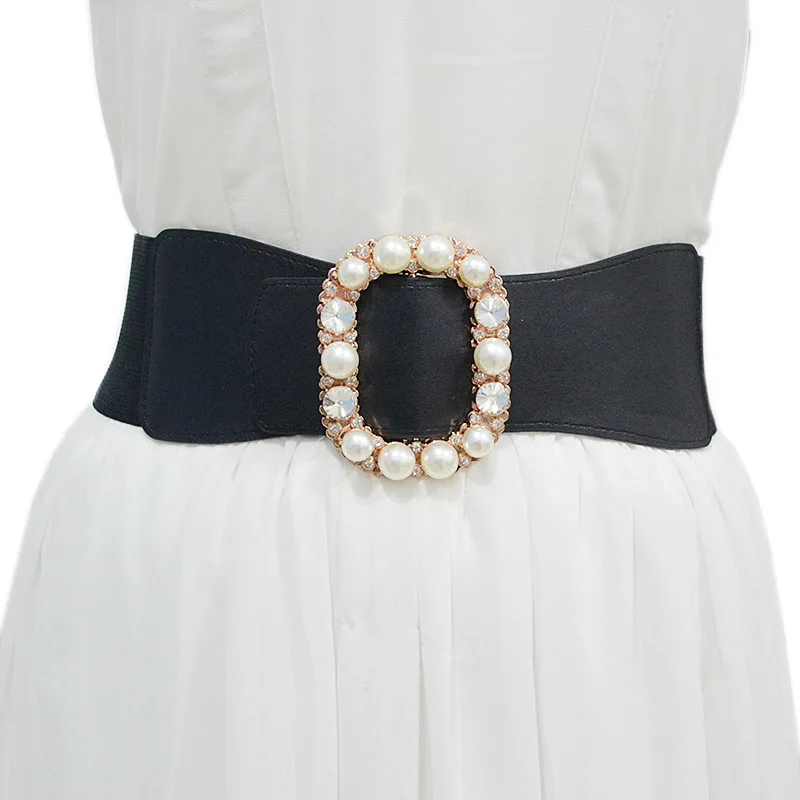 Пояс женский SISHION 2022 новой моды с эластичной талией VD2764 черный и белый пояс с бисером