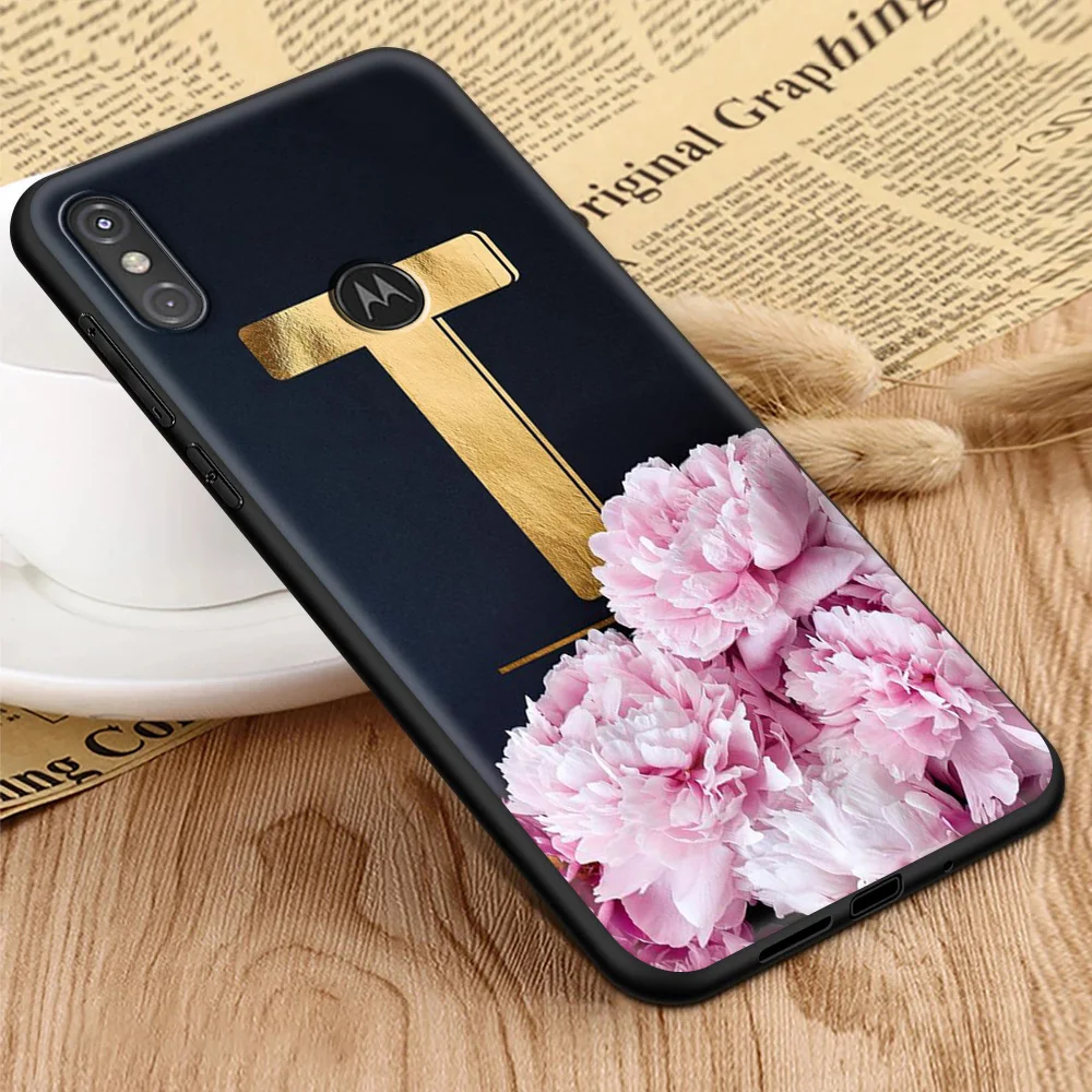 

Alphabet Letter Flower Luxury Coque Cover for Motorola G8 G9 G Power E6S Edge G10 G30 G9 One Fusion Plus Play 5G Silicone Case